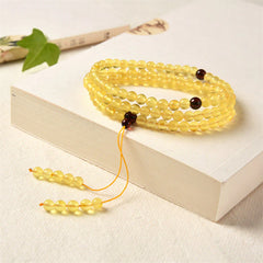 108 Mala Beads Natural Amber Clear Anxiety Bracelet