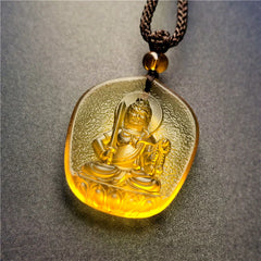 Renbeads Chinese Zodiac Natal Buddha Blessing Liuli Crystal Compassion Necklace Pendant