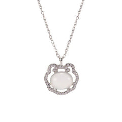 Chalcedony Lock of Good Wishes Positive Necklace Pendant