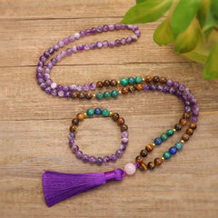 Tibetan Amethyst Purifying Bracelet Mala Set