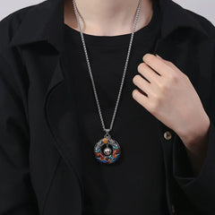 Year of the Dragon Colorful Double Dragons Playing Bead Copper Necklace Pendant