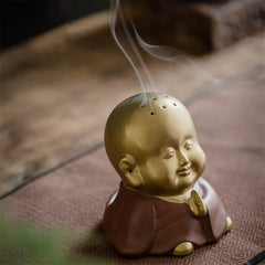 Renbeads Little Buddha Laughing Buddha Ceramic Healing Incense Burner