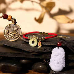 Lucky The Year of The Snake 2025 Jade Red String Protection Set