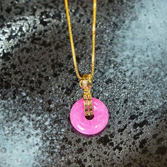 Purple Jade Peace Buckle Happiness Necklace Pendant