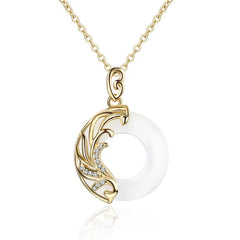 Obsidian Chalcedony Meditation Round Pendant Necklace