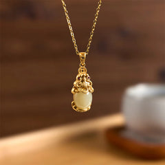 White Jade PiXiu Wealth Luck Chain Necklace Pendant