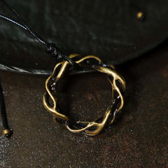 Vintage Copper Brass Handmade Luck Necklace Pendant