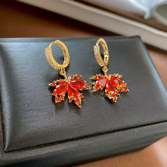 Maple Leaf Zircon Luck Jewelry Set (Necklace, Pendant, Ring, Earrings)