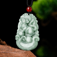 Natural Green Jade 12 Chinese Zodiac Luck Prosperity Necklace Pendant