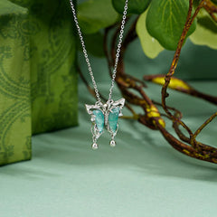 925 Sterling Silver Green Jade Butterfly Luck Necklace Pendant