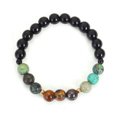 Renbeads 108 Mala Beads Natural Stone Tiger Eye Turquoise Protection Strength Bracelet Necklace
