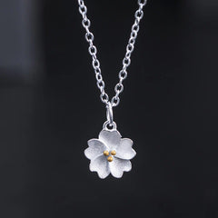 925 Sterling Silver Cherry Blossom Flower Blessing Necklace Pendant