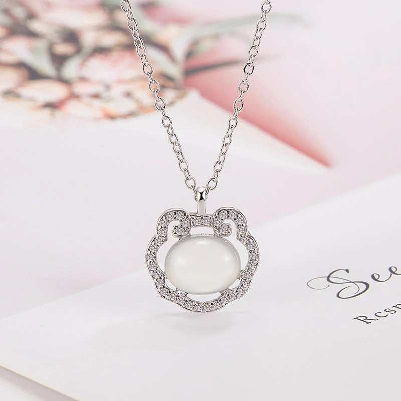 Chalcedony Lock of Good Wishes Positive Necklace Pendant