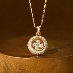 Gold Plated Copper Brass Rotatable Windmill Symbol Balance Necklace Pendant