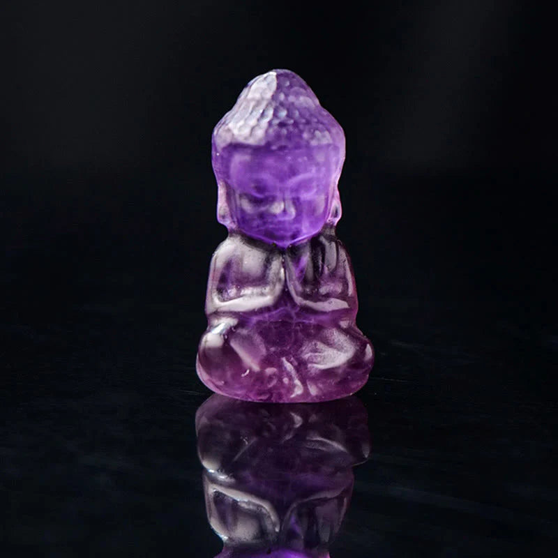 Various Crystal Amethyst Pink Crystal White Crystal Citrine Buddha Carved Necklace Pendant for Spiritual Healing and Decoration