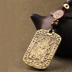 God of Wealth Copper Protection Necklace Pendant Key Chain