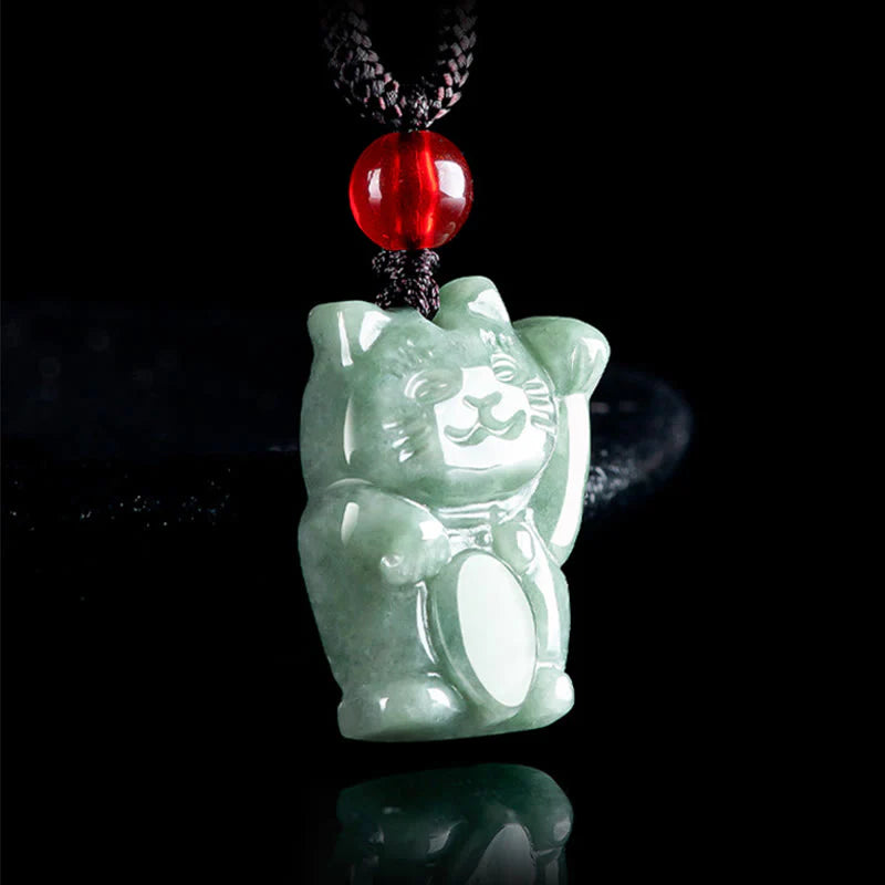 Lucky Cat Jade Abundance Necklace Pendant