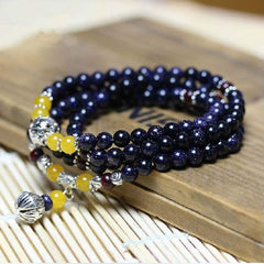 Blue Sandstone Wealth Charm Bracelet Mala