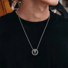 Double Ring PiXiu Peace Buckle Wealth Rotatable Necklace Pendant