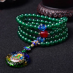 108 Mala Beads Natural Green Agate Spiritual Charm Bracelet