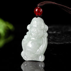 Natural Jade Wealth God Ingot Luck Necklace Pendant