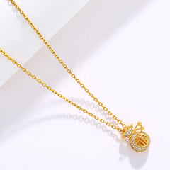 24K Gold Plated Good Luck Character Fortune Money Bag Necklace Pendant