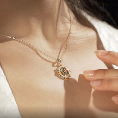 925 Sterling Silver Lotus Flower Colorful Zircon New Beginning Necklace Pendant