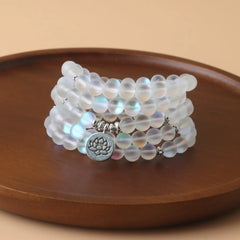 108 Mala Beads Glitter Stone Lotus Bracelet for Enlightenment