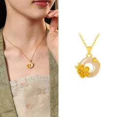 Chalcedony 925 Sterling Silver Peace Buckle Flower Necklace Pendant