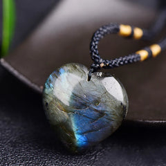 Labradorite Heart Support Necklace Pendant
