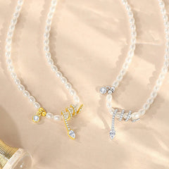 925 Sterling Silver Snake and Pearl Bracelet, Necklace, and Pendant