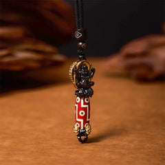 Tibet Om Mani Padme Hum Dzi Bead Skull Wisdom Necklace Pendant