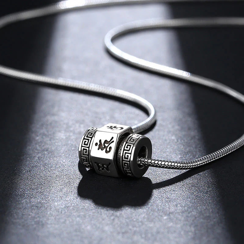 Tibetan Om Mani Padme Hum Peace Rotatable Pendant Necklace