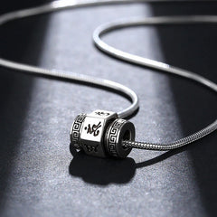 Tibetan Om Mani Padme Hum Peace Rotatable Pendant Necklace