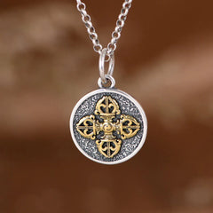 Renbeads 925 Sterling Silver Double Dorje Vajra Blessing Necklace Pendant