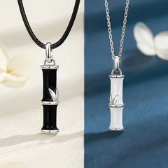 Bamboo Design Copper Luck Couple Necklace Pendant