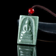 Formless Buddha Square Jade Amulet String Necklace Pendant