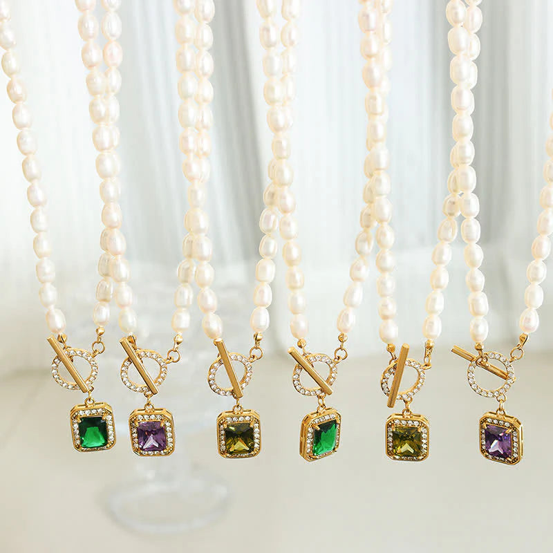 Pearl Zircon Wealth Charm Necklace Pendant