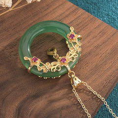 Natural Round Cyan Jade Healing Necklace Pendant