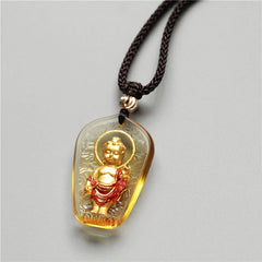 Tibetan Buddha Liuli Crystal Necklace Pendant