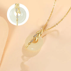 Hetian Jade 925 Sterling Silver Wheat Luck Necklace Pendant