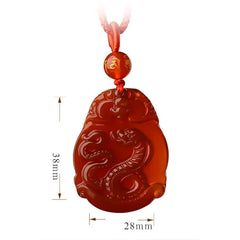 Chinese Zodiac Red Agate Calming Necklace Pendant