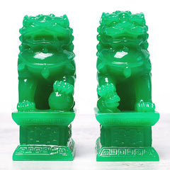 Pair of Fu Foo Dogs Guardian Lion Statues for Home Decoration