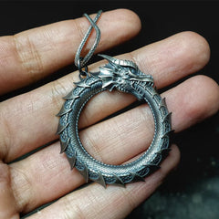 Pure Tin Dragon Snake Protection Necklace Pendant