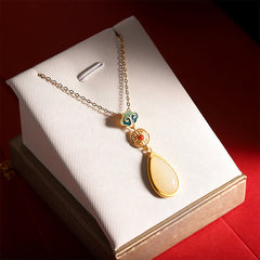 925 Sterling Silver White Jade Water Drop Chain Necklace Pendant Bracelet