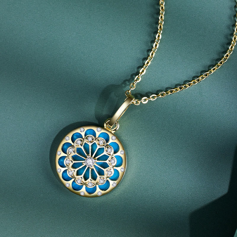 925 Sterling Silver Round Turquoise Zircon Necklace Pendant