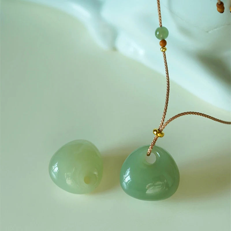 Natural Jade Luck Prosperity Necklace Pendant (Random Color)