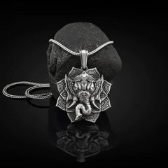 Pure Tin Elephant Protection Amulet Necklace Pendant