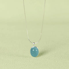 925 Sterling Silver Aquamarine Healing Clavicle Chain Necklace Pendant