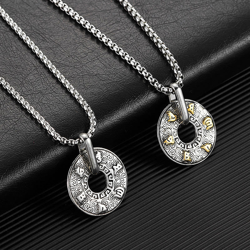 Tibetan Om Mani Padme Hum Peace Buckle Creative Necklace Pendant